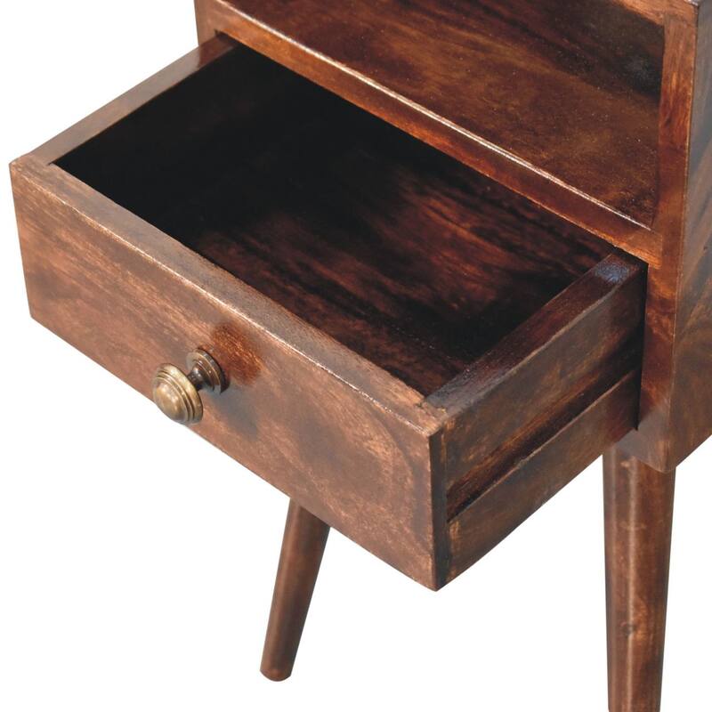 HomeRoots 22" Walnut Solid Wood Square One Drawer Nightstand