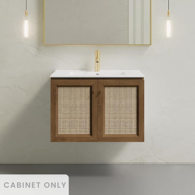 Classe 30" Wall-Mounted Bathroom Vanity In Brown Oak Without Sink Top - 30