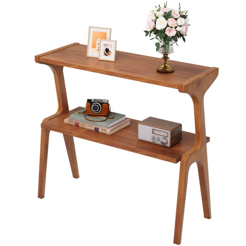 Modern SideTable with Storage Shelf, Sofa End Table with Solid Wood Legs, Bedside Table, Nightstand for Bedroom, Living Room