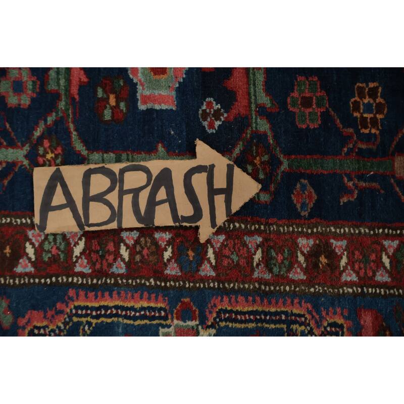 Hand Knotted Oriental 100% Wool Carpet Traditional Floral Navy Blue & Blues Malayer Area Rug - 7' 7'' X 4' 4''