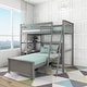 preview thumbnail 14 of 27, Max and Lily L Shaped Twin over Twin Bunk Bed with Bookcase Grey