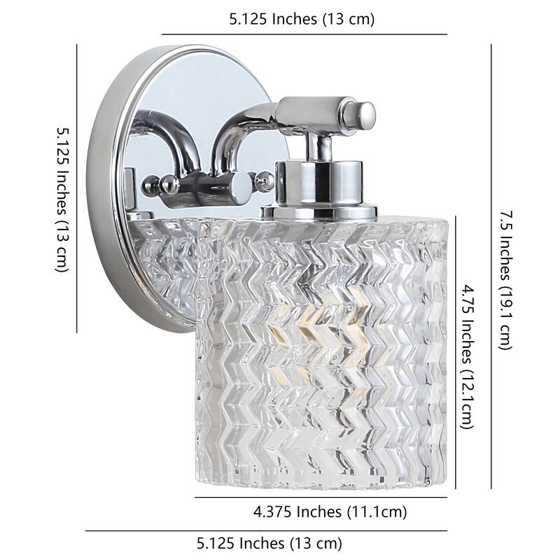 Manhattan Vintage Iron/Chevron Pattern Glass Farmhouse Cottage LED Vanity Light, by JONATHAN Y