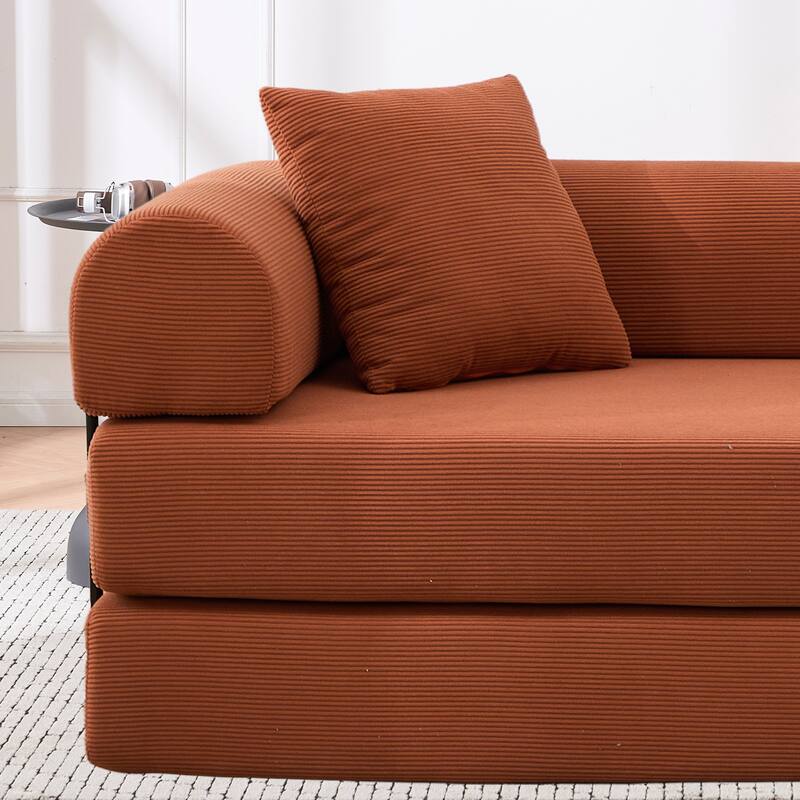 Convertible Sofa Bed, Folding Floor Couch Loveseat with Pillows, Corduroy Multi‑Mode Lounger, Sleeper Mattress