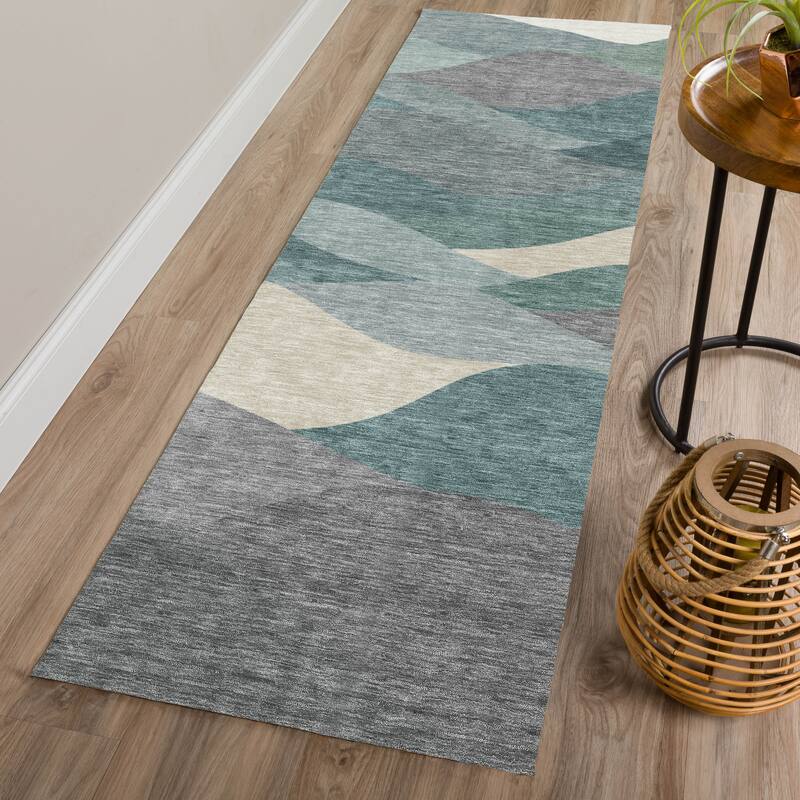 Machine Washable Indoor/ Outdoor Modern Horizon Chantille Rug