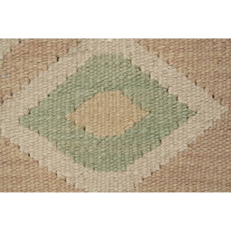 Hand Woven Oriental 100% Wool Carpet Southwestern Tribal Green Kilim Area Rug - 8' 2'' X 5' 8''