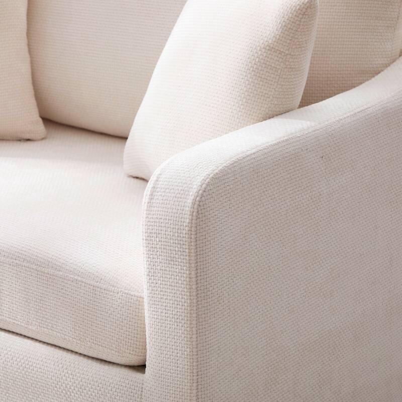 45.3"W Modern Chenille Leisure Chair, Reading ArmChair with 3 Pillows