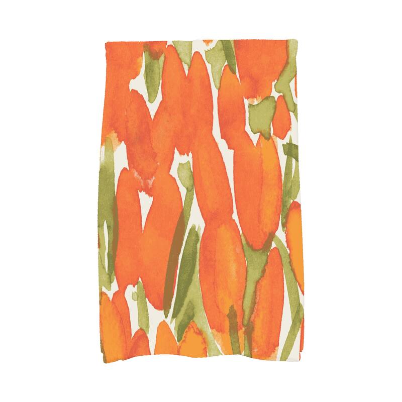 Sunset Tulip 18 x 30 inch Floral Hand Towel - Orange