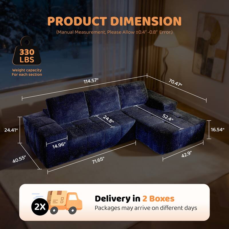 XIZZI Modular Sectional Sofa with L-Shape Chaise