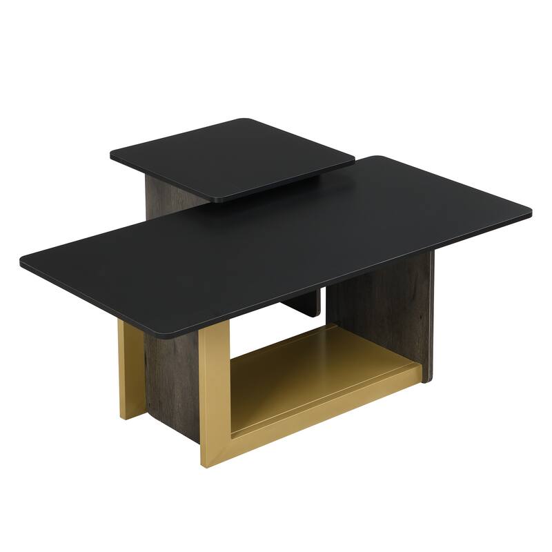 Coffee Table Set of 2, Modern Light Luxury Square End Tables with Spacious Tops, Nesting Center Tables for Small Space
