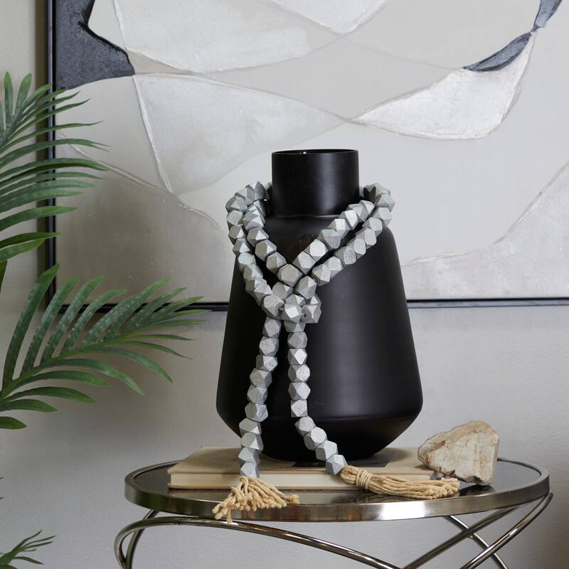 Bohemian Natural Wood Bead Garland with Cotton Tassels - 80 x 1