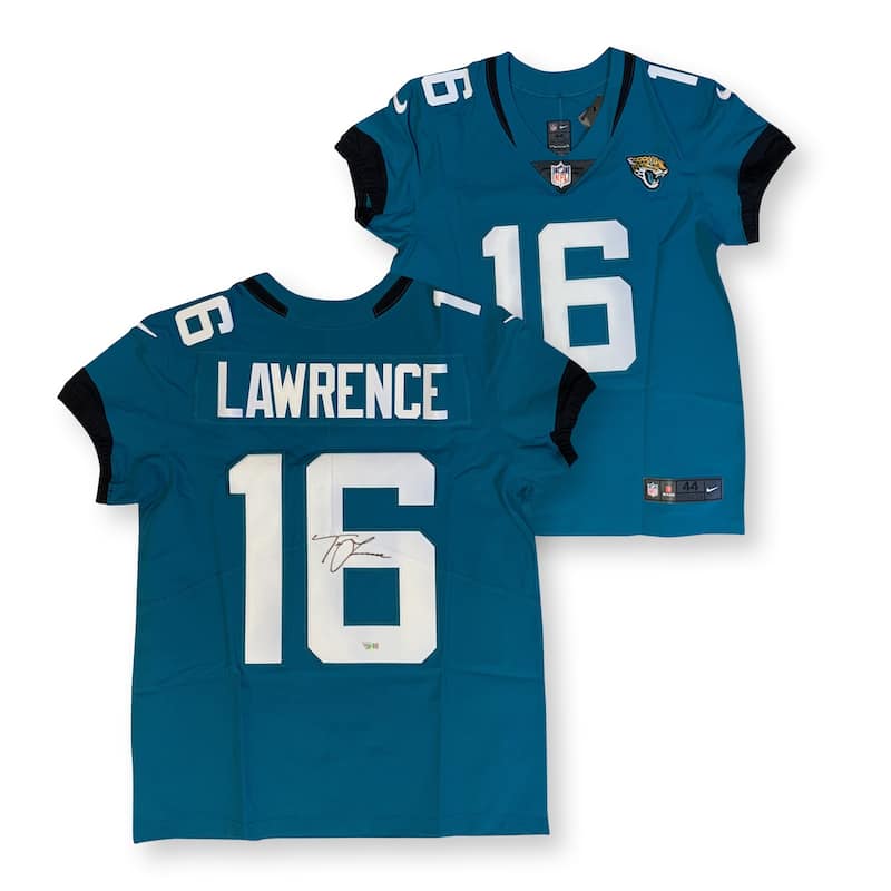 Trevor Lawrence Autographed Jacksonville Jaguars Signed Nike Elite Football Teal Jersey Fanatics Authentic COA - 8'6" x 11'6"