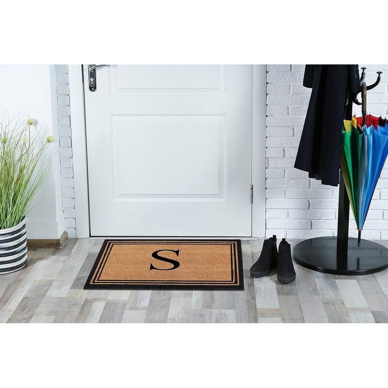 A1HC Pure Natural Coir Monogrammed Heavy Duty PVC Backing Doormat