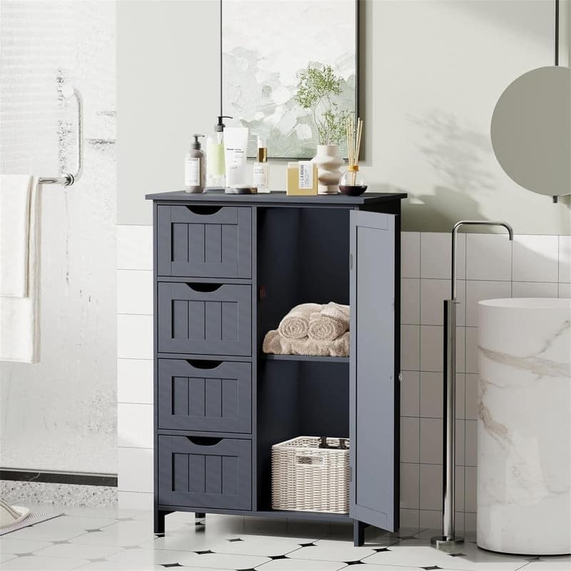 Bathroom Floor Cabinet - 11.8"D x 21.7"W x 32.5"H