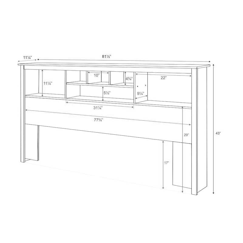 Prepac King Size Bed Headboard: Stylish Black King Headboard with Bookcase for King Size Beds, Freestanding