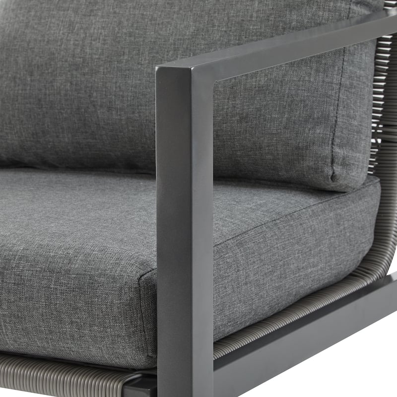 Sleek Aluminum Lounge Chair with Rope Accents