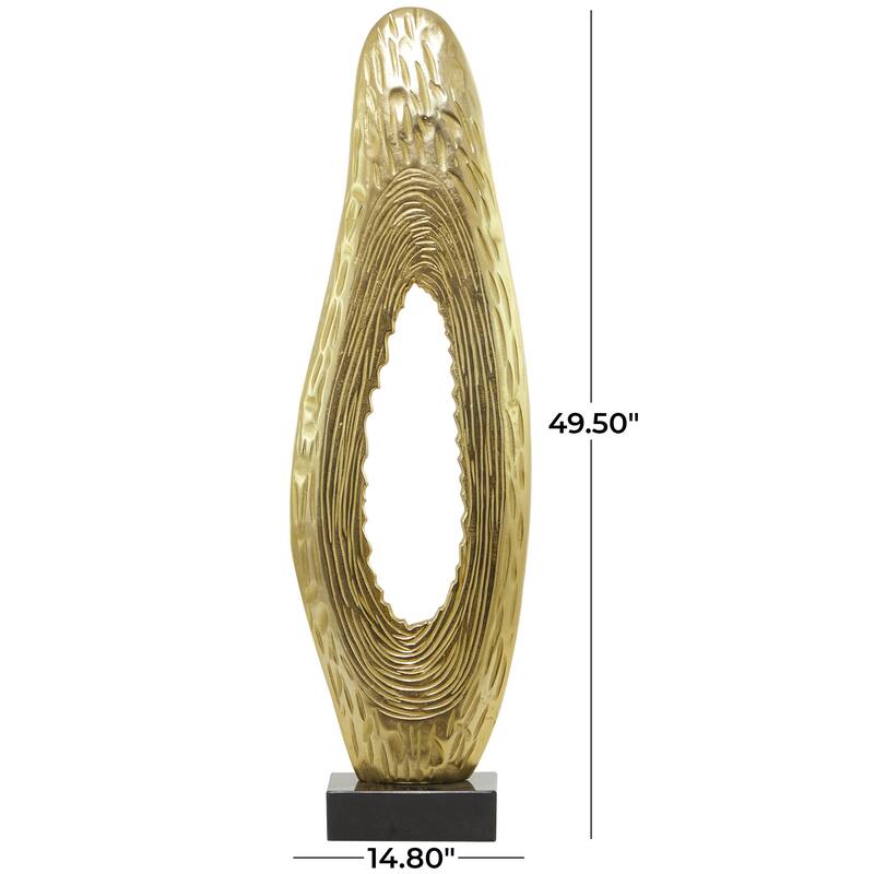 Aluminum Metal Abstract Teardrop Decorative Sculpture with Black Base - Black or Gold - Roche River Decor