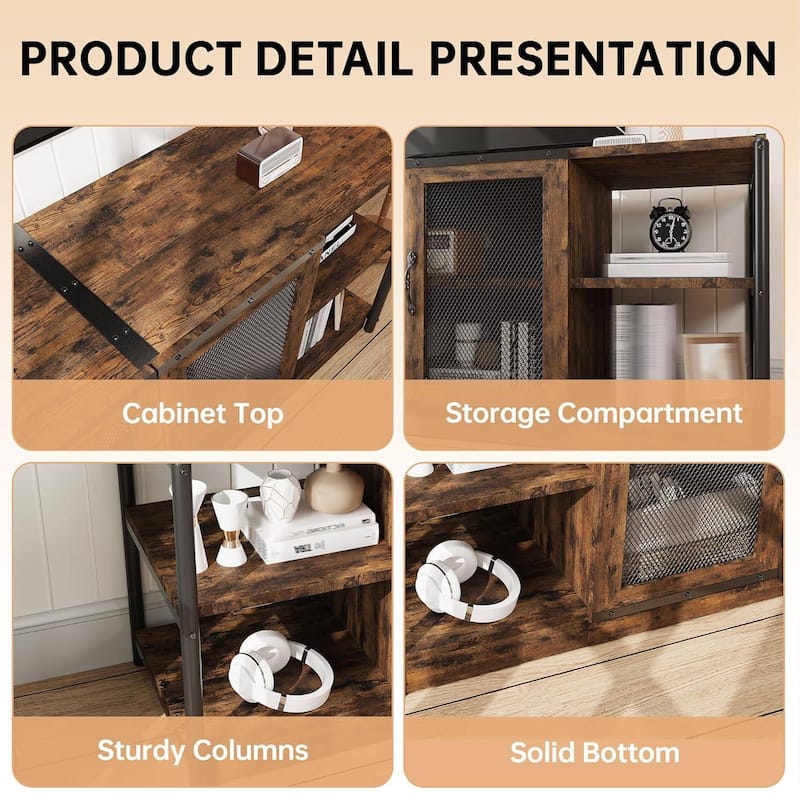 2 Tier Rustic TV Console TV Stand Entermainment Center for Living Room, Bedroom 70 Inch TV - N/A
