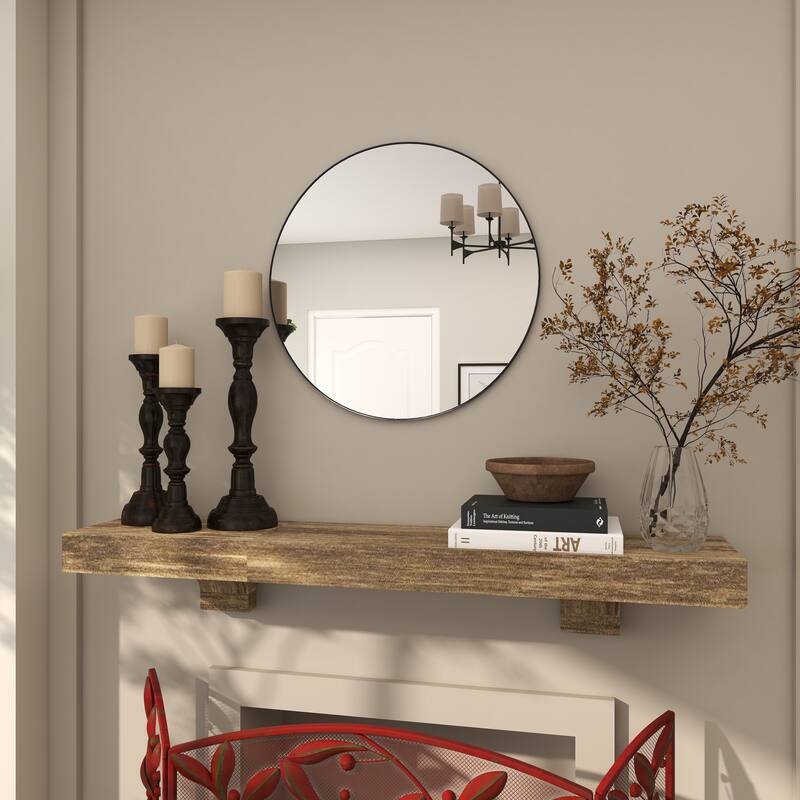 Black, White or Gold Wood Wall Mirror with Thin Frame