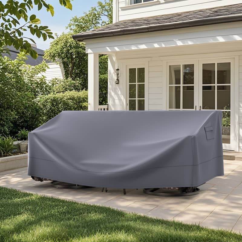 Meyreso 82.7 in. L x 34.3 in. W x 28 in. H (Back)/19.3 in. H (Front) Outdoor Patio Furniture Cover - 83x34x19/28in - Grey