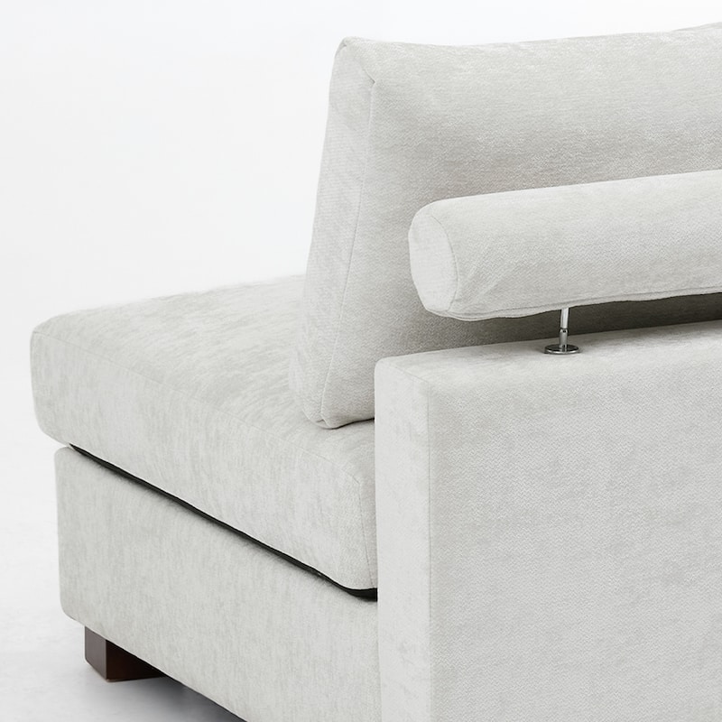 41" W Modern Chenille Corner Arm Accent Chair Sectional Module with Pillows