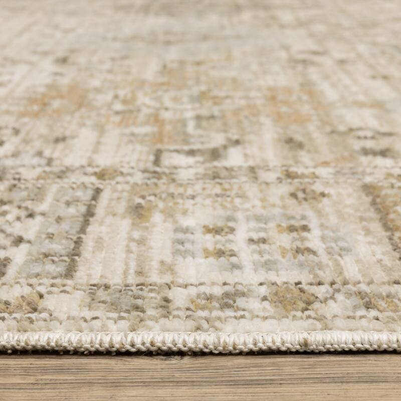 Style Haven Lucia Vintage Floral Medallions Gold/Pale Blue