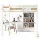 preview thumbnail 7 of 11, Multifunctional Design Loft Bed with Desk, Storage shelves and Drawers, Built-in Ladder, Full Size, White