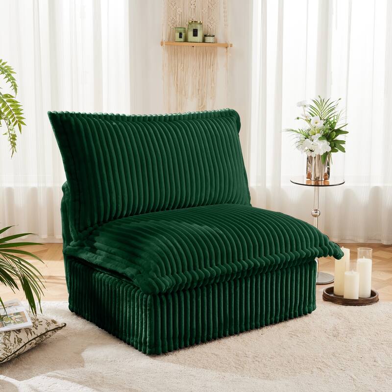 Armless Accent Chair Corduroy Upholstered Single Sofa Chair with Removable, Cover Living Room Reading Chair