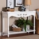 preview thumbnail 9 of 8, Rafferty Distressed Console Table - Vintage White Accent Table with Ornate Carved Apron and Shelf, Classic Entryway Table