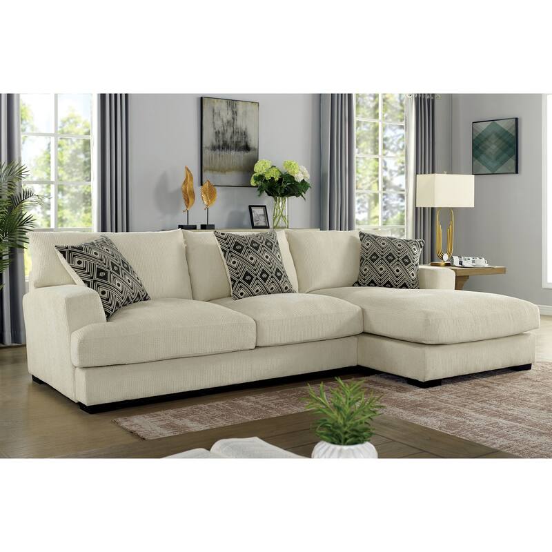 Furniture of America Kintra Contemporary Chenille L-Shaped Sectional
