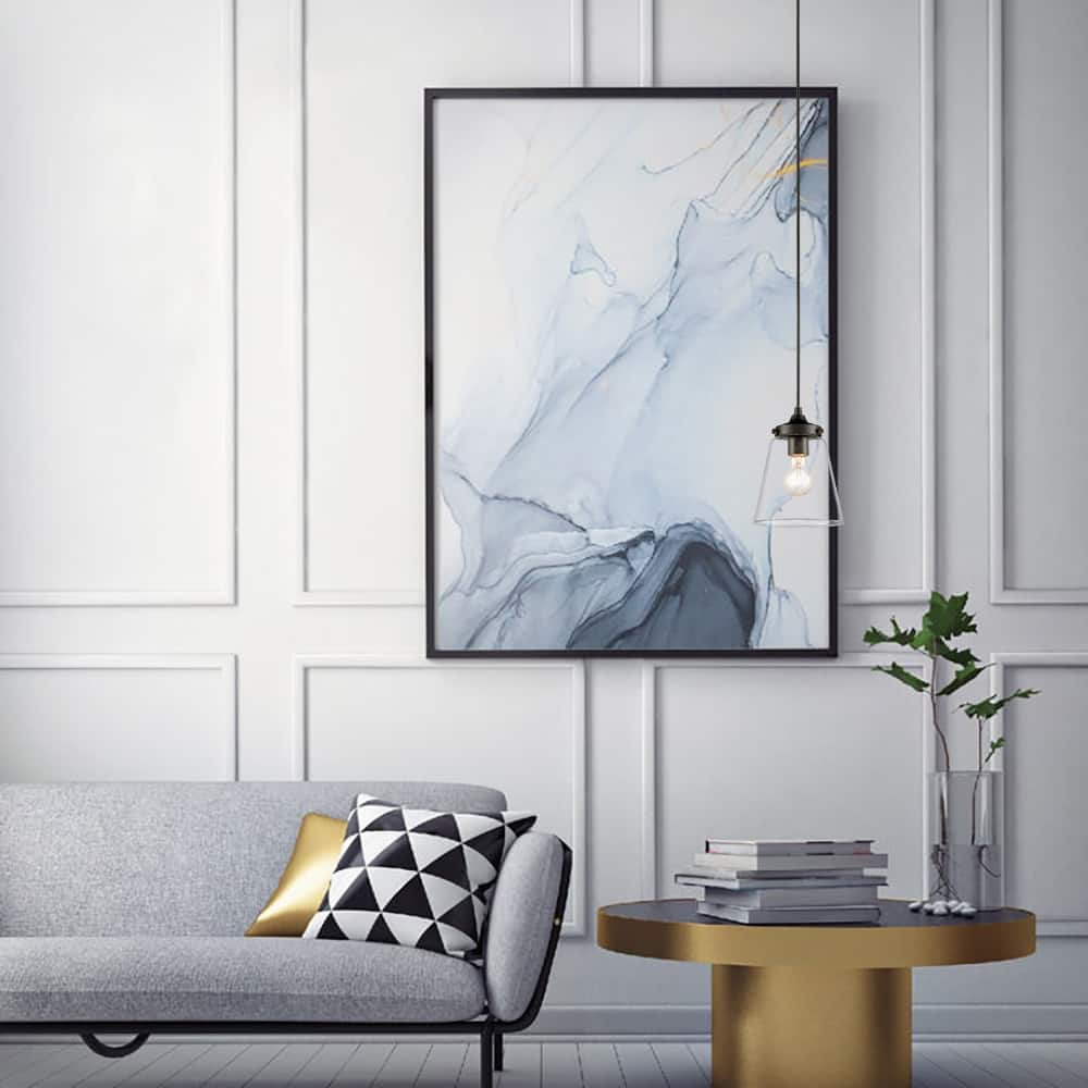 1 Light Pendant in Black with Clear Glass - W:6.5*H:120.39