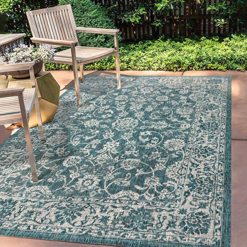 JONATHAN Y Sinjuri Bohemian Textured Weave Floral Indoor/Outdoor Area Rug