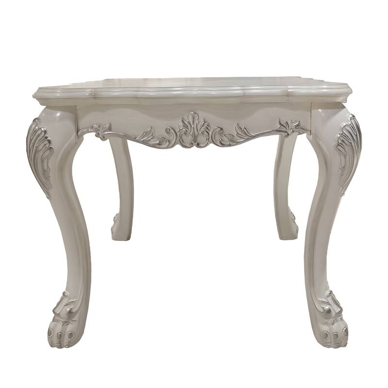 Bone White End Table With Claw Leg