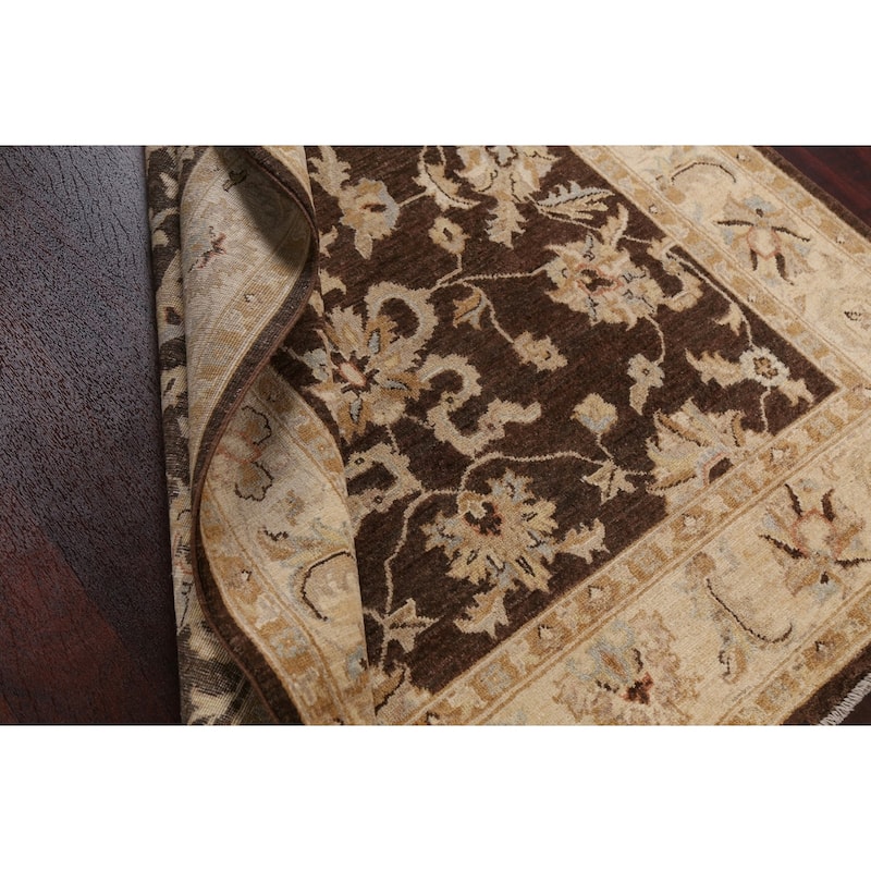 Vegetable Dye Chobi Peshawar Oriental Area Rug Handmade Wool Carpet - 4'11" x 7'3"
