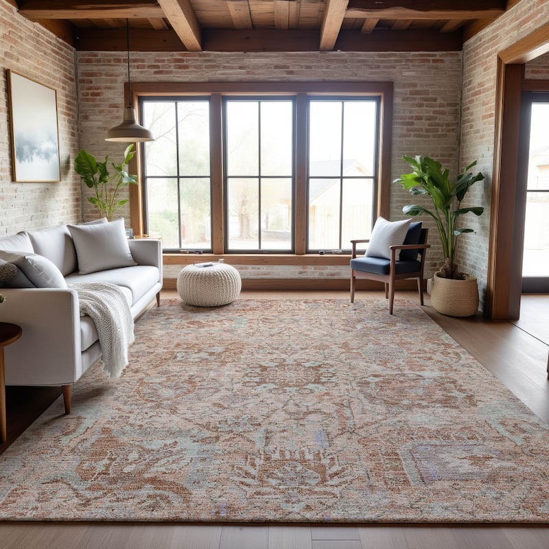 Premium Washable Super Soft Traditional Farmhouse Mayfield Rug - Coral - 8' x 10'