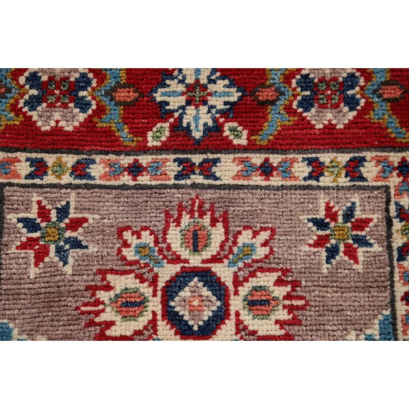 Geometric Kazak Oriental Accent Rug Hand-Knotted Wool Carpet - 2'0" x 3'0"