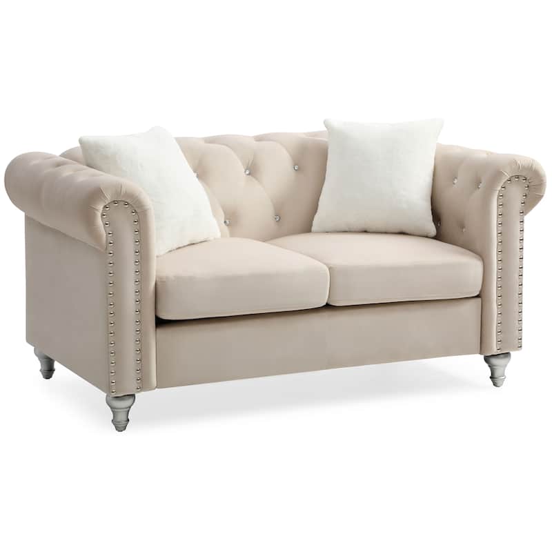 Raisa Microsuede Velvet Tufted Loveseat
