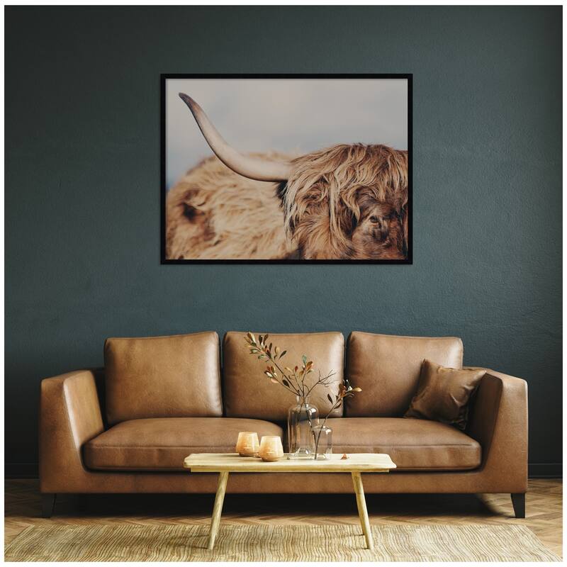 Kate and Laurel Highland Cow No. 4 Close by Laura Evans Framed Wall Art Print