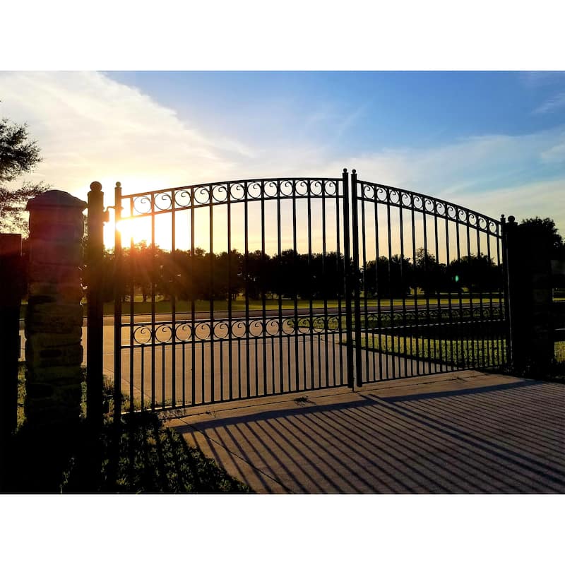 ALEKO Steel Dual Paris Style Driveway 14 ft with Pedestrian Gate - 14 ft x 6 ft / 5 ft x 4 ft
