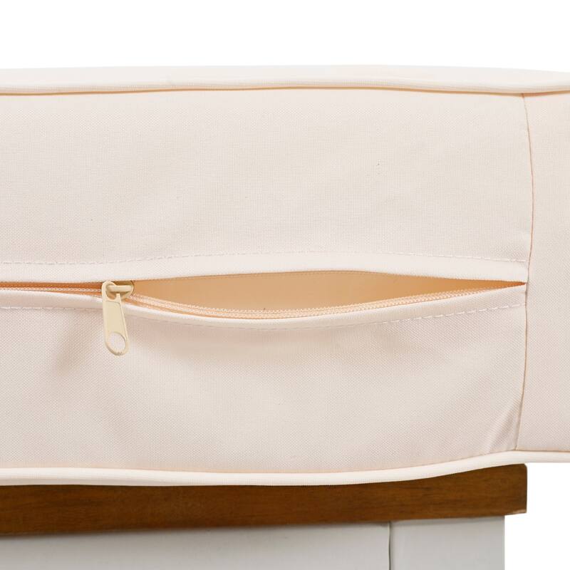 5-Piece Outdoor Acacia Wood Bar Height Table And Four Stools With Cushions