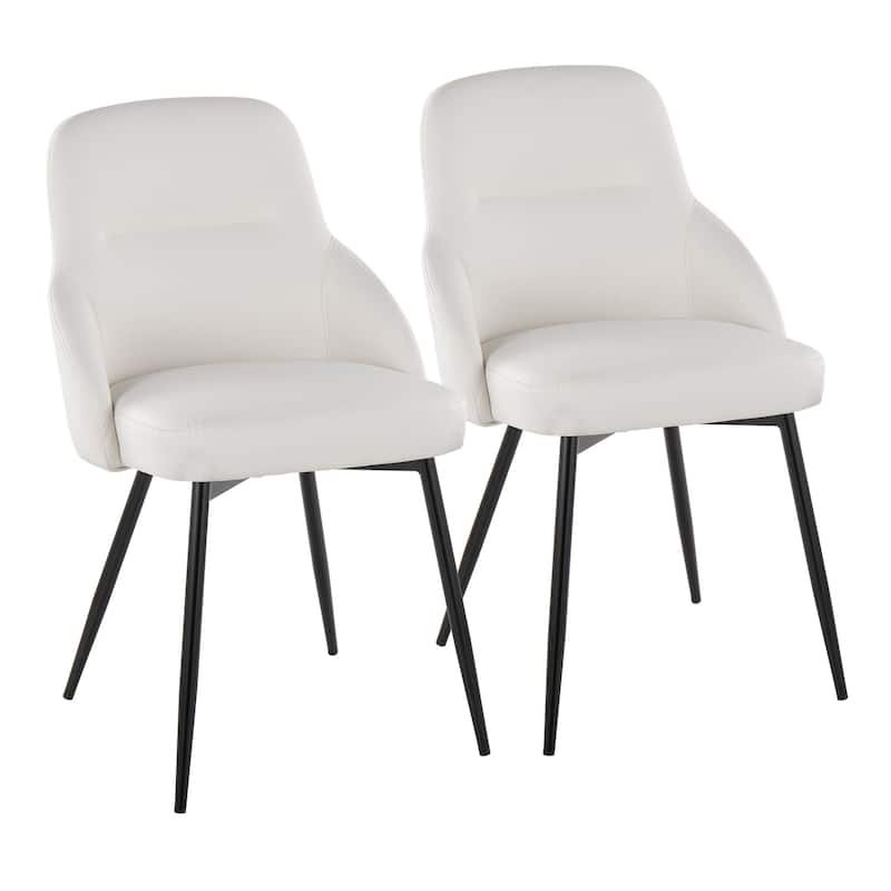 Porch & Den Yvette Upholstered Chair with Black Tapered Metal Legs (Set of 2) - White