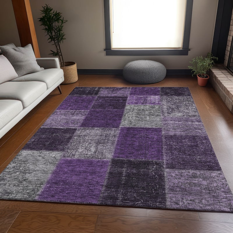 Premium Washable Super Soft Vintage Global Mayfield Rug - Eggplant - 8' x 10' - Rectangle
