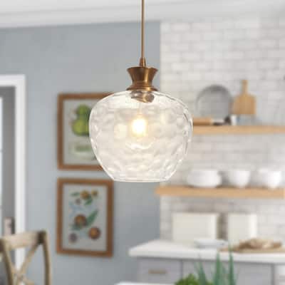 1-Light Pendant Light with Glass Shade for Kitchen Island