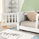 preview thumbnail 6 of 9, White Twin Size Pine Wood Floor Platform Bed with Built-in Book Storage Rack, Door