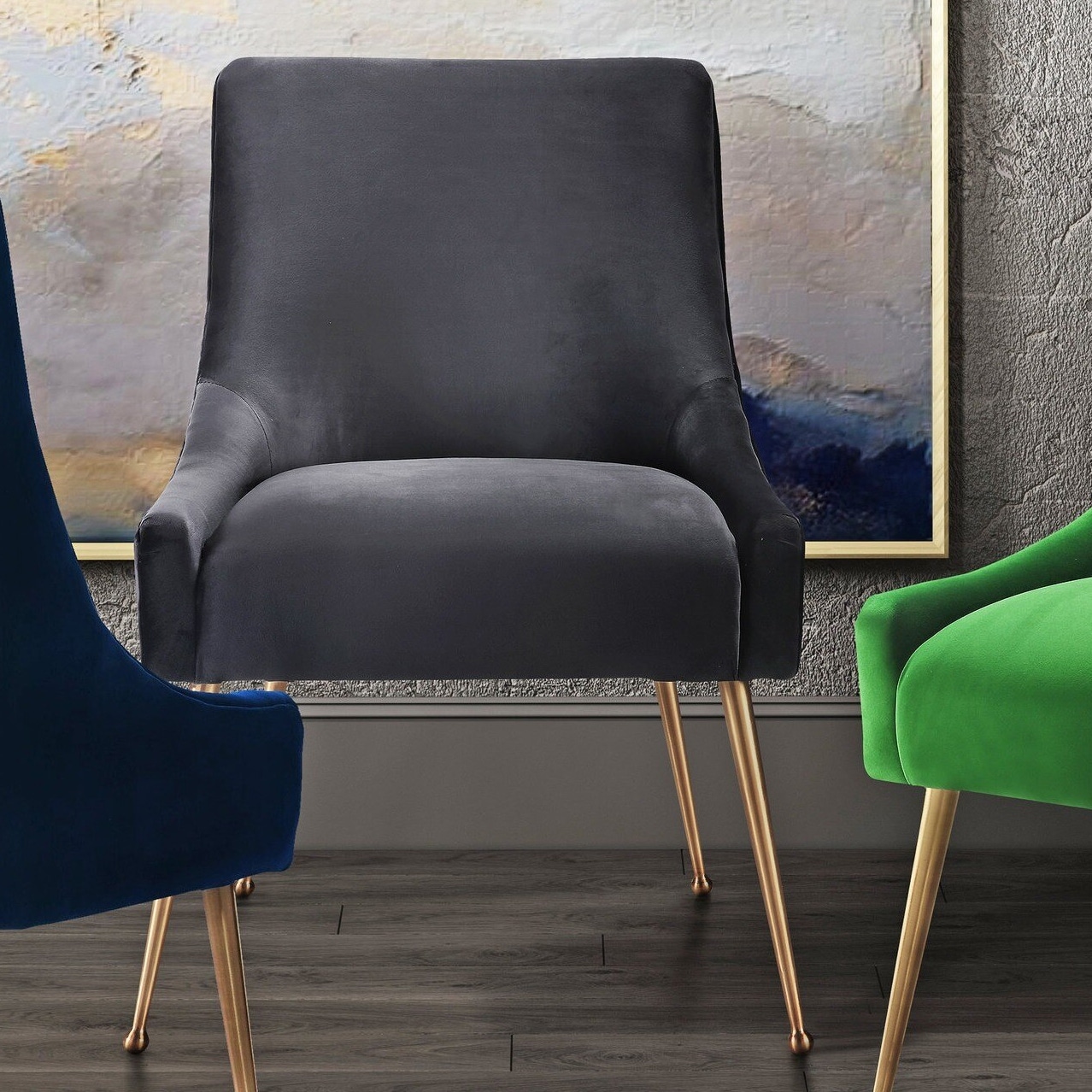 Beatrix Dark Grey Velvet Side Chair Bed Bath Beyond 14096518
