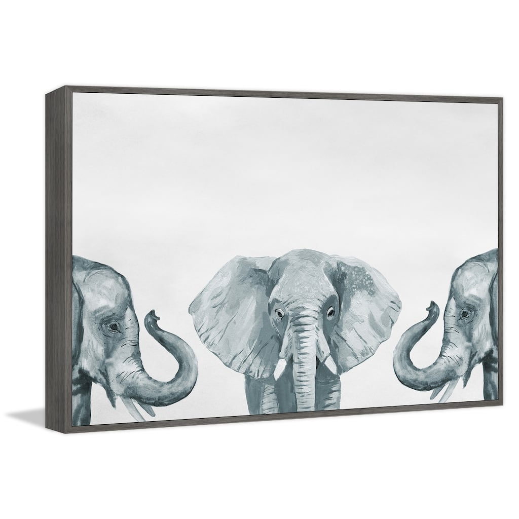 Elephant Poses III Floater Framed Wall Art on Canvas, Elegant Home Touch - Sophisticated Artwork for Refined Décor