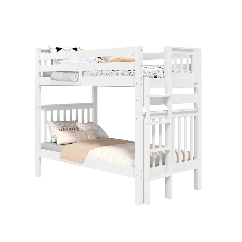 Taylor & Olive Trillium Tall Twin over Twin Bunk Bed with End Ladder