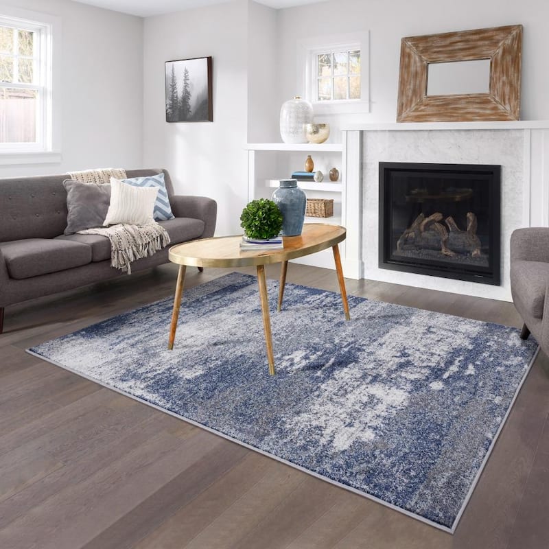 Luxe Weavers Hampstead Collection 941 Dark Blue 8x10 Modern Area Rug - 8' x 10'/Surplus