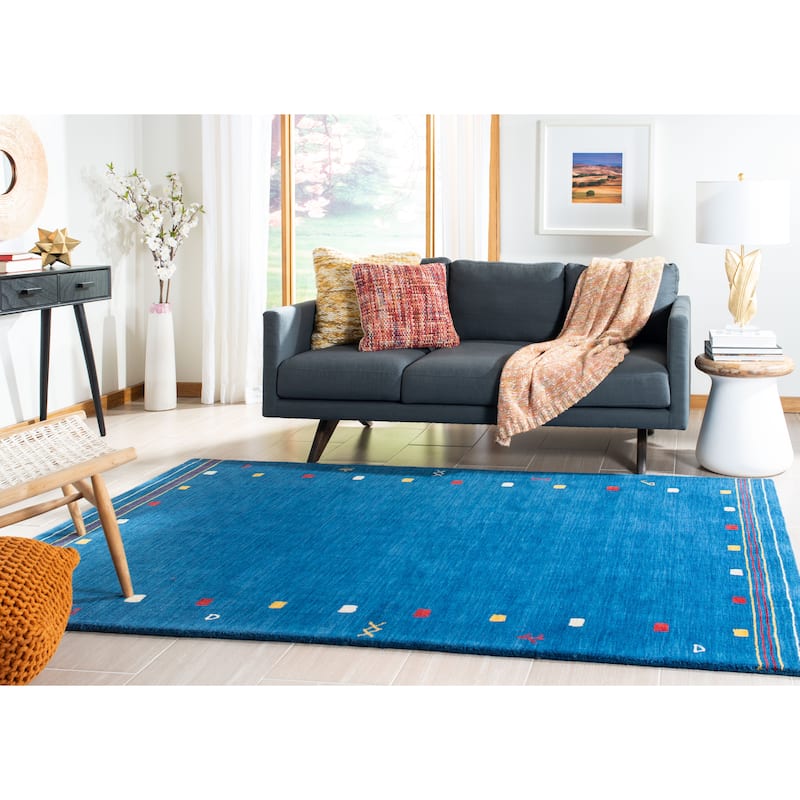 SAFAVIEH Handmade Himalaya Breann Border Wool Rug - 9' x 12' - Blue - Rectangle