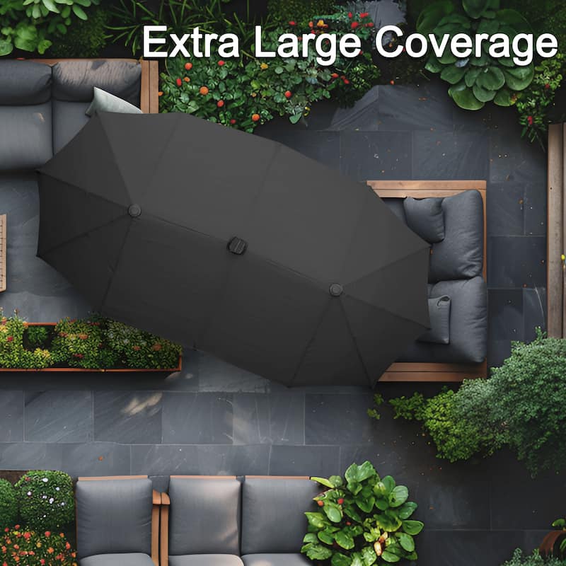 Autlaycil 13ft Extra Large Patio Umbrella with Solar Lights(Without Base)