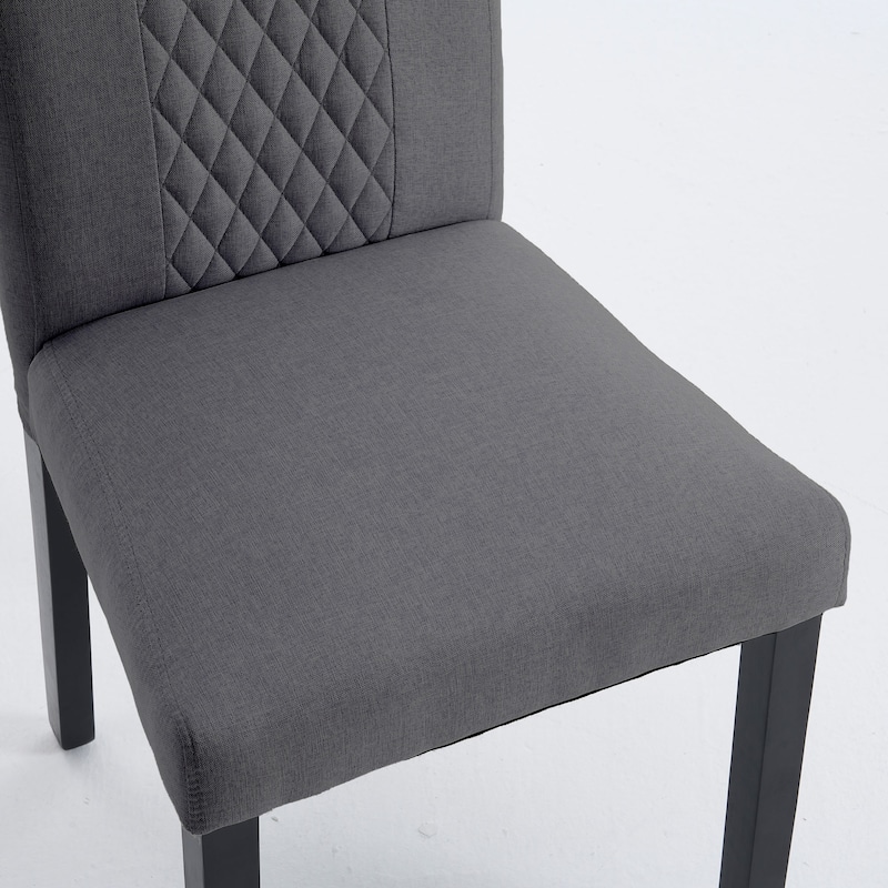 Tufted Upholstered Wooden Dining Chairs with Diamond-Pattern (Set of 2)